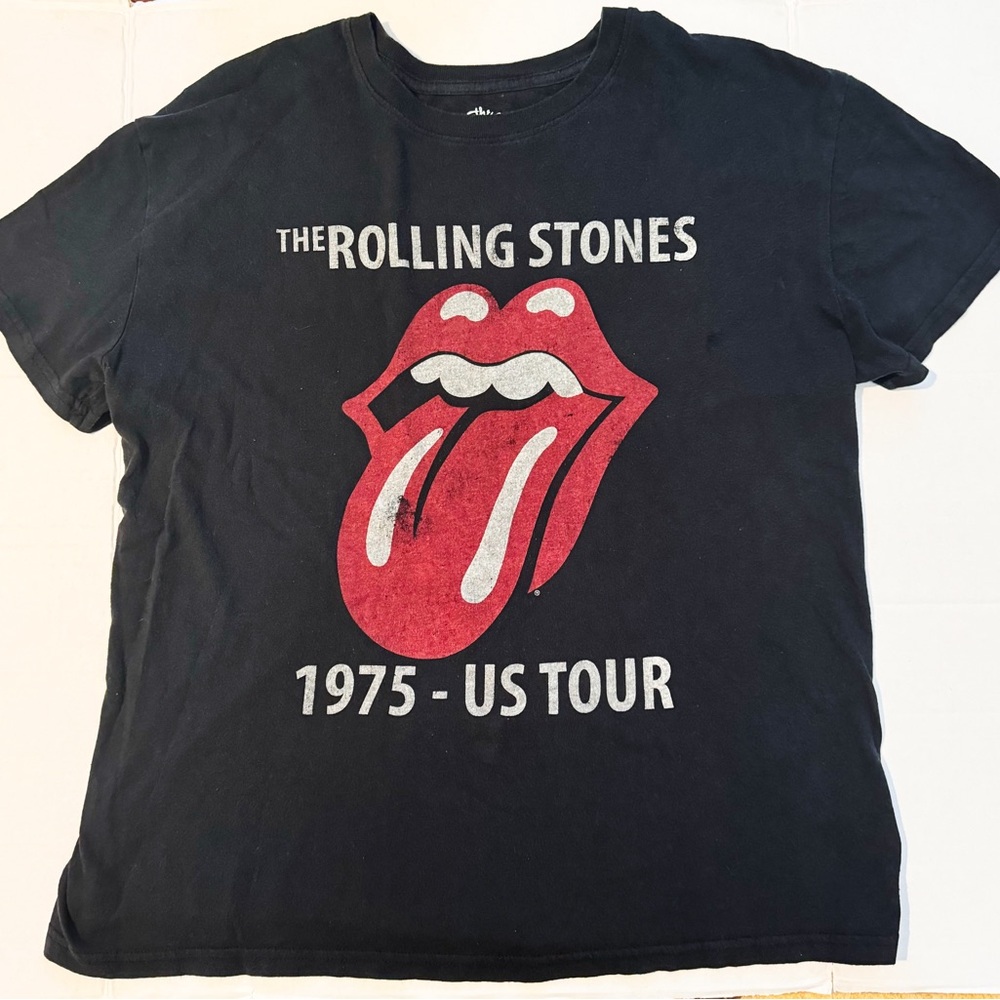 The Rolling Stones Officially 1975 U.S. Tour Black Short Sleeve T-Shirt